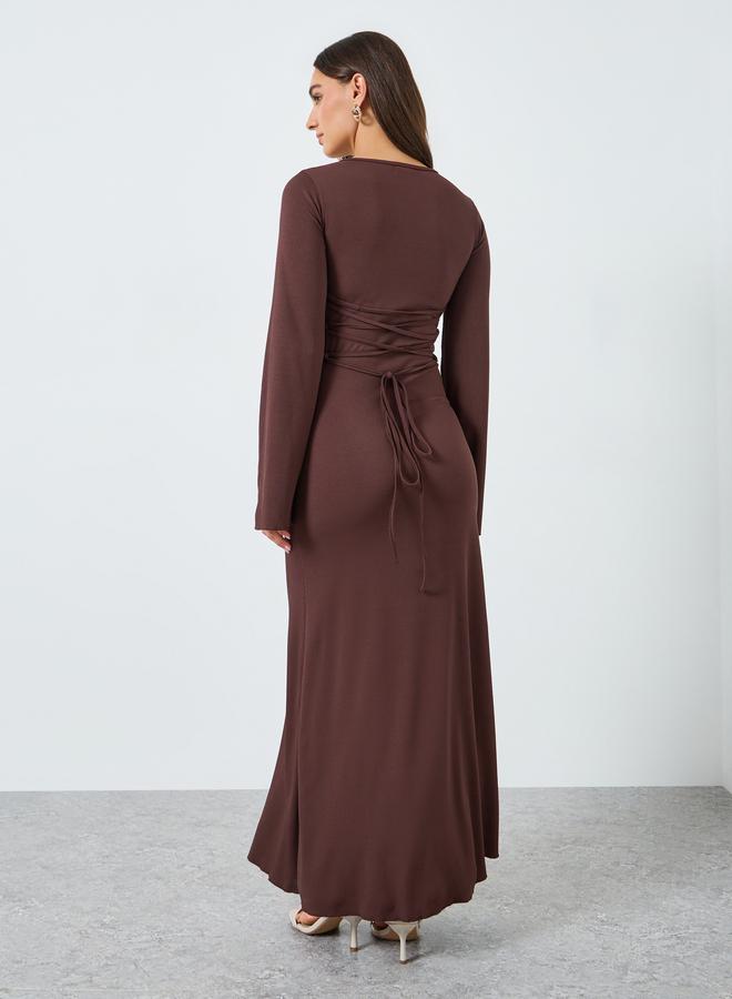 ستايلي فستان طويل ضيق بياقة دائرية - Image 4